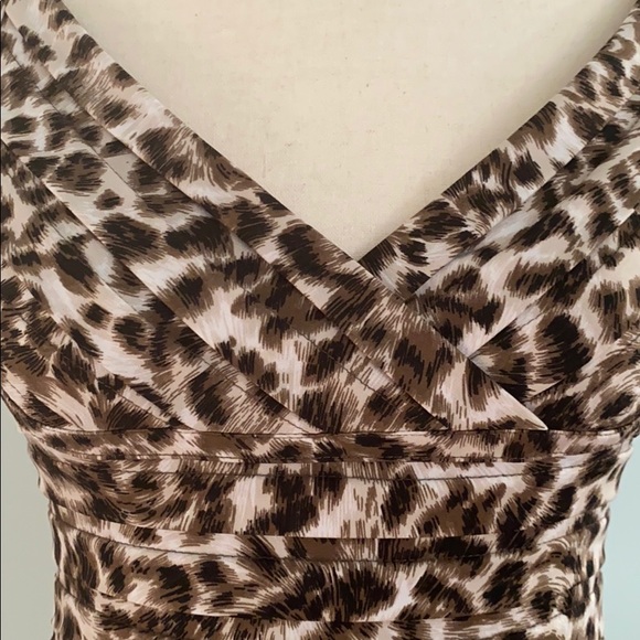 Adrianna Papell Animal Print Ruched Bodycon Sheath Dress - 4 - Picture 4 of 15